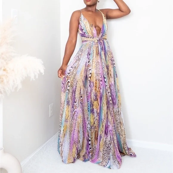 Multicolor animal print maxi dress - Picture 2 of 12